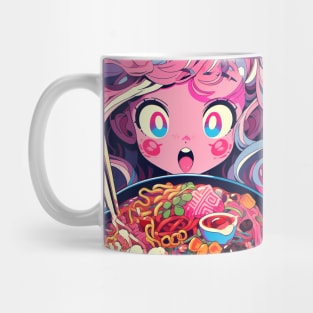 Cute Anime Girl |  Ramen Noodles | Hentaii Chibi Kawaii Design Mug